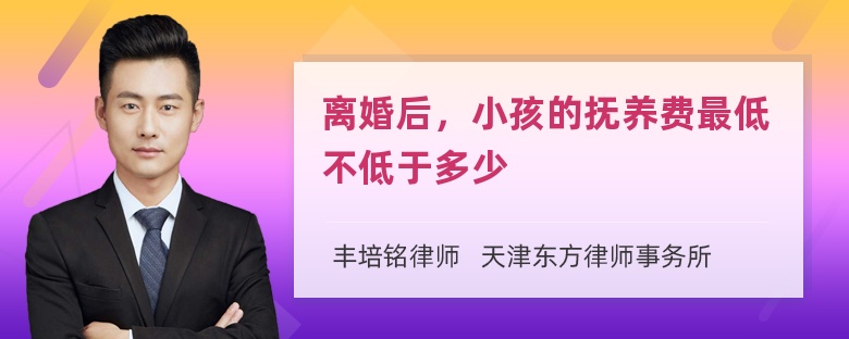 离婚后，小孩的抚养费最低不低于多少