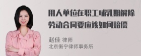 用人单位在职工哺乳期解除劳动合同要应该如何赔偿