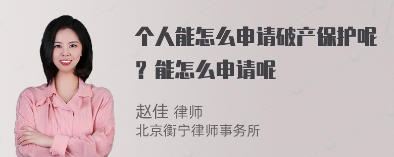 个人能怎么申请破产保护呢？能怎么申请呢