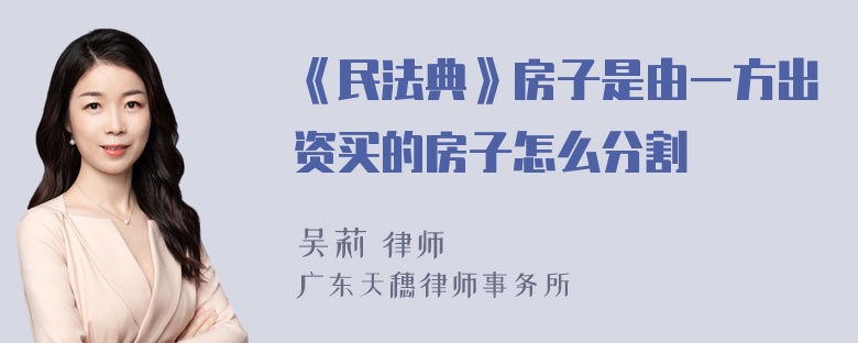 《民法典》房子是由一方出资买的房子怎么分割