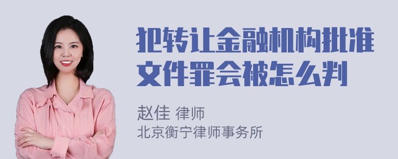 犯转让金融机构批准文件罪会被怎么判