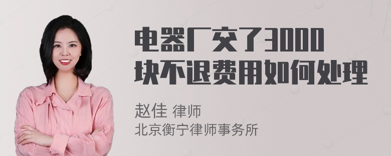 电器厂交了3000块不退费用如何处理