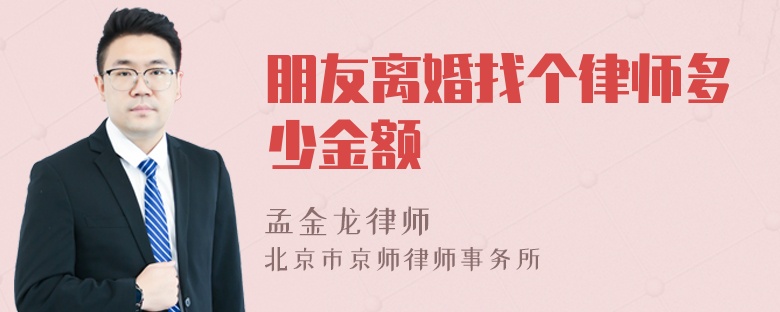 朋友离婚找个律师多少金额