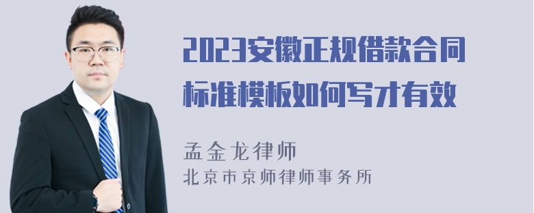 2023安徽正规借款合同标准模板如何写才有效