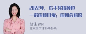 2022年，右手实指掉拉一截应算几级；应如合赔偿