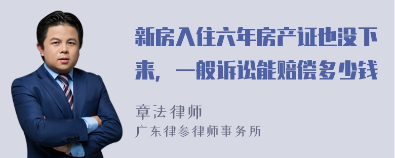 新房入住六年房产证也没下来，一般诉讼能赔偿多少钱