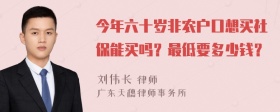 今年六十岁非农户口想买社保能买吗？最低要多少钱？