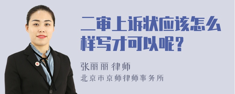 二审上诉状应该怎么样写才可以呢？