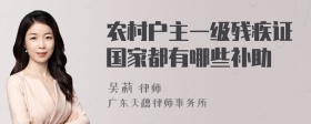 农村户主一级残疾证国家都有哪些补助