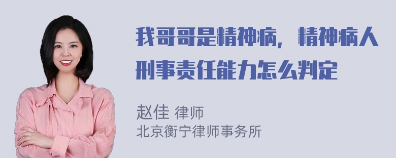 我哥哥是精神病，精神病人刑事责任能力怎么判定