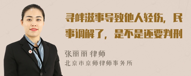 寻衅滋事导致他人轻伤，民事调解了，是不是还要判刑