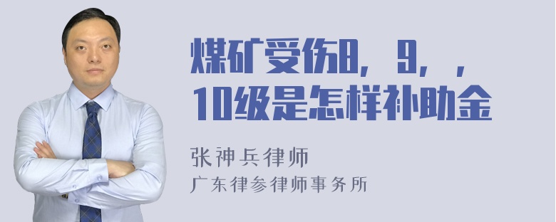 煤矿受伤8，9，，10级是怎样补助金