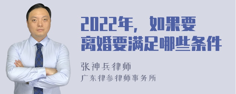 2022年，如果要离婚要满足哪些条件