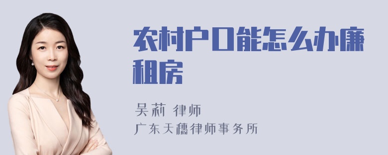 农村户口能怎么办廉租房