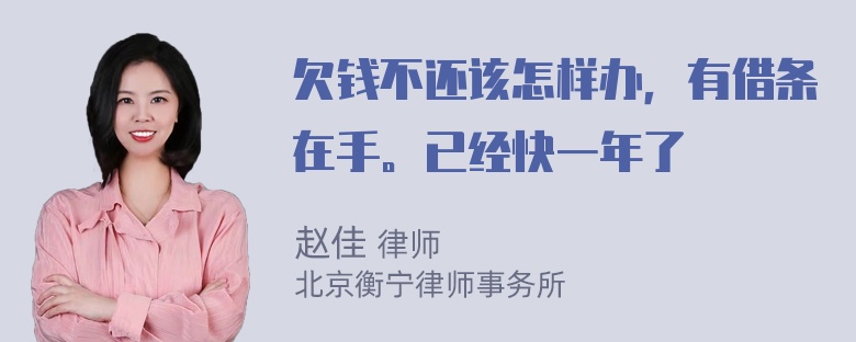 欠钱不还该怎样办，有借条在手。已经快一年了