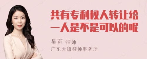 共有专利权人转让给一人是不是可以的呢