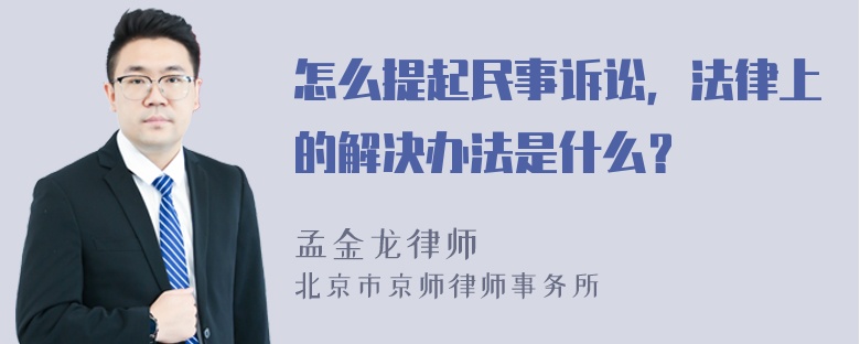 怎么提起民事诉讼，法律上的解决办法是什么？