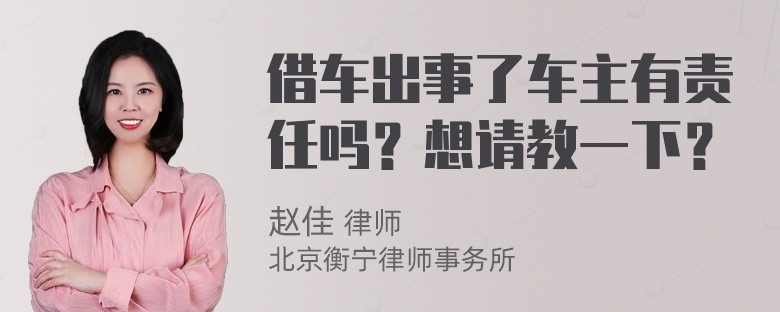 借车出事了车主有责任吗？想请教一下？