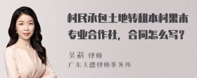 村民承包土地转租本村果木专业合作社，合同怎么写？