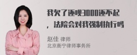 我欠了还呗3000还不起，法院会对我强制执行吗