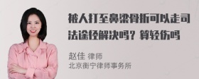 被人打至鼻梁骨折可以走司法途径解决吗？算轻伤吗