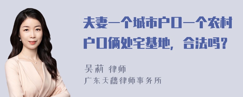 夫妻一个城市户口一个农村户口俩处宅基地，合法吗？