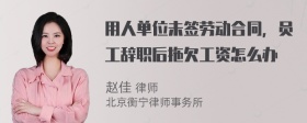 用人单位未签劳动合同，员工辞职后拖欠工资怎么办