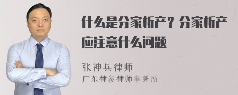 什么是分家析产？分家析产应注意什么问题