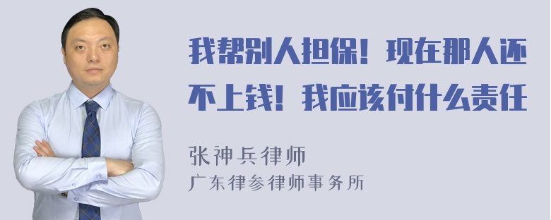 我帮别人担保！现在那人还不上钱！我应该付什么责任