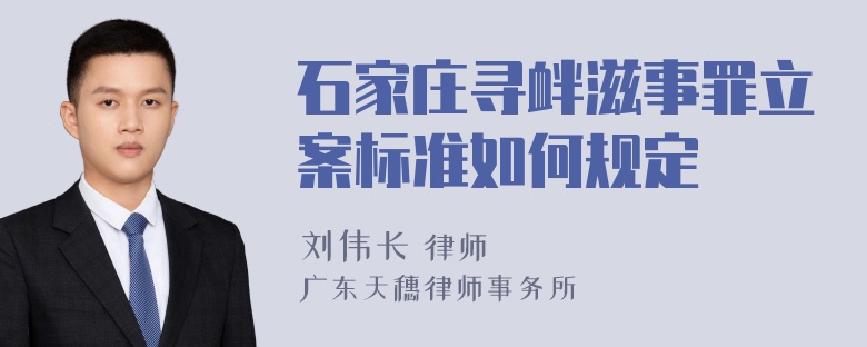 石家庄寻衅滋事罪立案标准如何规定