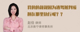 我的的叔叔因为酒驾被判缓刑在那里执行呢？？