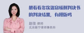 想看看多次盗窃缓刑判决书的判决结果，有模版吗