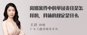 离婚案件中的举证责任是怎样的，具体的规定是什么