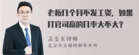 老板几个月不发工资，如果打官司赢的几率大不大？