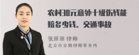 农村30元意外十级伤残能赔多少钱。交通事故