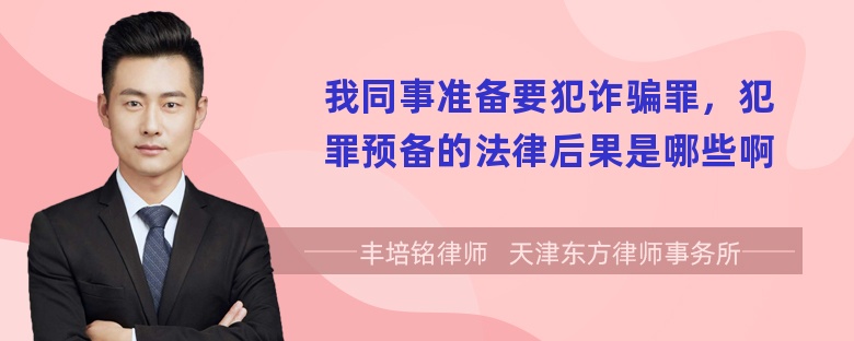我同事准备要犯诈骗罪，犯罪预备的法律后果是哪些啊