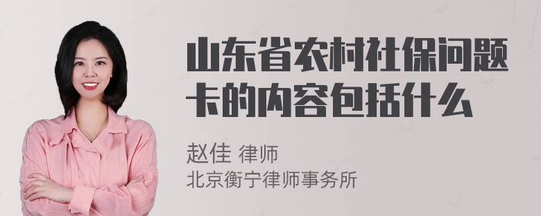 山东省农村社保问题卡的内容包括什么