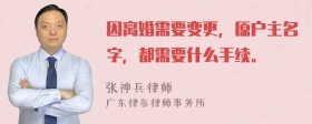 因离婚需要变更，原户主名字，都需要什么手续。