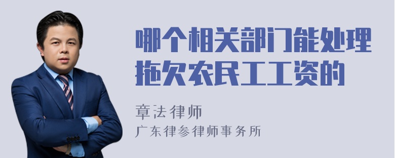 哪个相关部门能处理拖欠农民工工资的