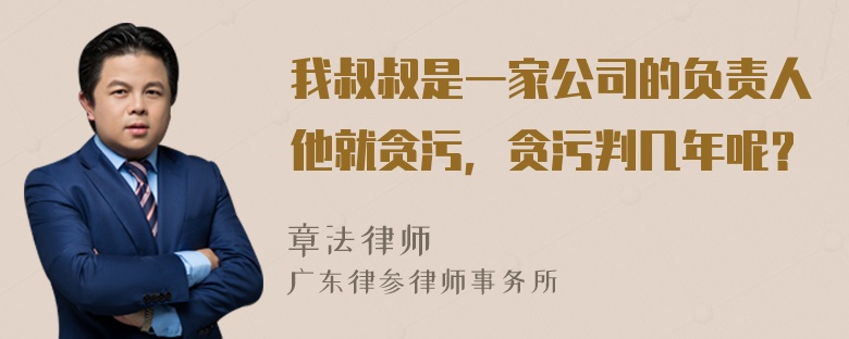 我叔叔是一家公司的负责人他就贪污，贪污判几年呢？