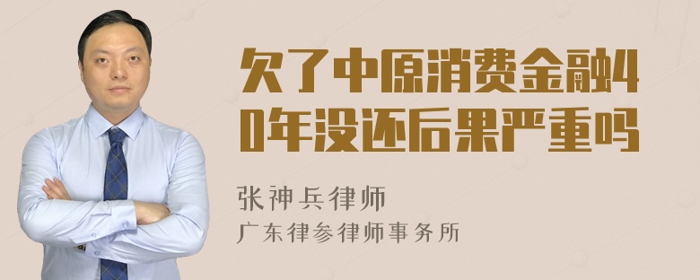 欠了中原消费金融40年没还后果严重吗