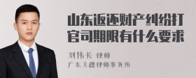 山东返还财产纠纷打官司期限有什么要求