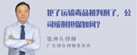 犯了运输毒品被判刑了，公司缓刑担保如何？