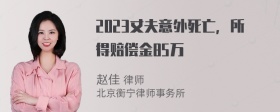 2023丈夫意外死亡，所得赔偿金85万