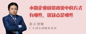 小微企业融资政策中的方式有哪些，优缺点是哪些