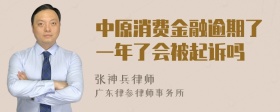 中原消费金融逾期了一年了会被起诉吗