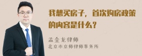 我想买房子，首次购房政策的内容是什么？