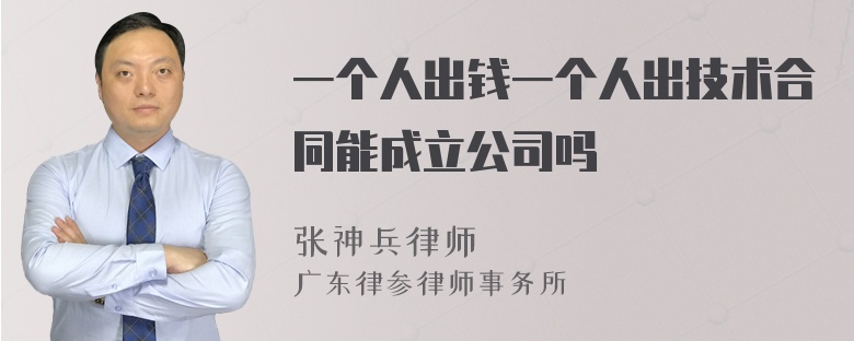 一个人出钱一个人出技术合同能成立公司吗