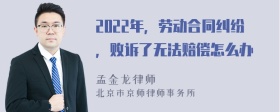 2022年，劳动合同纠纷，败诉了无法赔偿怎么办