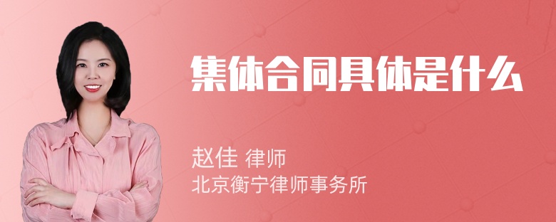 集体合同具体是什么